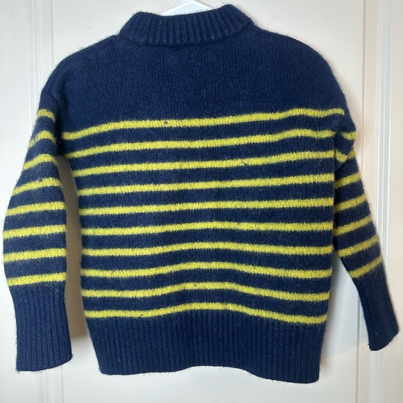 LA Ligne Marin Striped Cashmere/Wool Blend Navy & Chartreuse Sweater, XXS/XS - Picture 5 of 10